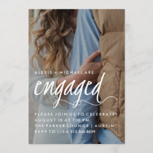 Invitation Stylish tendance Calligraphie Engagement Partie Ph