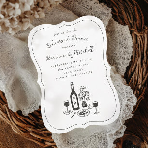 Invitation Stylo et Encre Whimsical main tiré Dîner de répéti