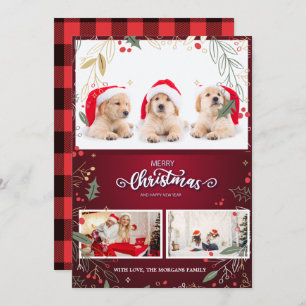 Invitation Stylo Holly Berries Red Buffalo Plaid, Votre Photo