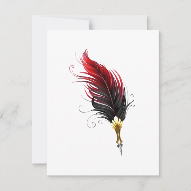 Invitation Stylo rouge en plumes avec nib or (Devant)