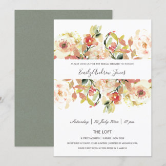 INVITATION SUBTILE PEACH ROSE COULEUR D'EAU FÊTE DES MARIÉES