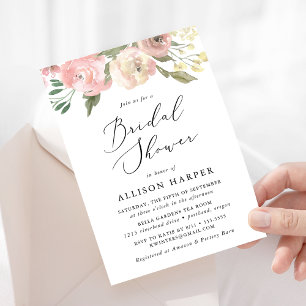 Invitation Subtiles Fleurs Baby Shower de Mariage Floral
