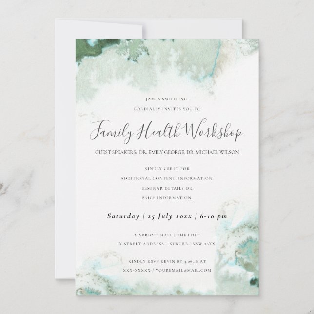 INVITATION SUBTLE AQUA MODERNE ABSTRAIT GÉOMÉTRIQUE ART ÉVÉNE (Devant)