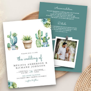 Invitation Succulent Cactus de verdure Pots tout en un Mariag