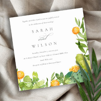 INVITATION SUCCULENT CACTUS JARDIN FLORAL MARIAGE DE COULEUR