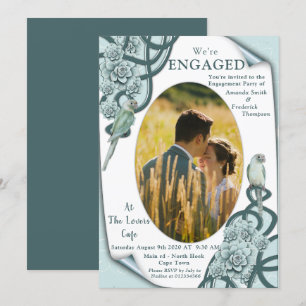 Invitation Succulent dans les couleurs du bleu menthe au