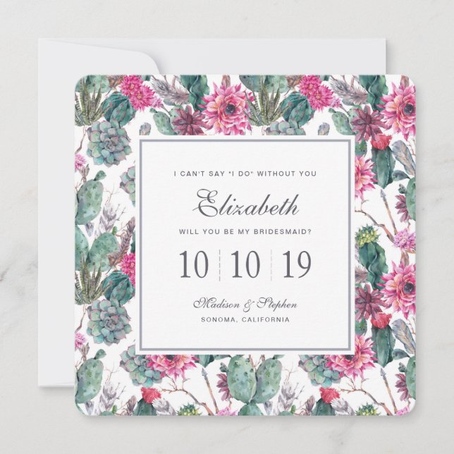 Invitation Succulent et flore de Bohême - Bridesmaid (Devant)