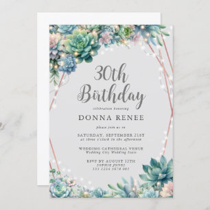 Invitation Succulent String Lights Joli 30e anniversaire