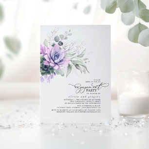 Invitation Succulent Verdure Argent Feuille