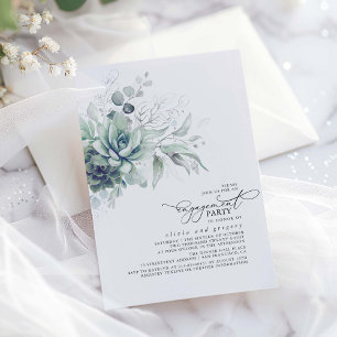 Invitation Succulent Verdure Argent Feuille