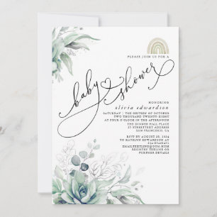 Invitation Succulent verdure mignonne Rainbow Baby shower Inv