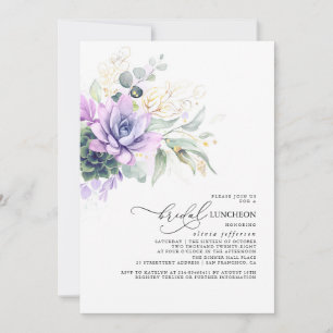 Invitation Succulent Verdure Or Feuille Bridal Luncheon I