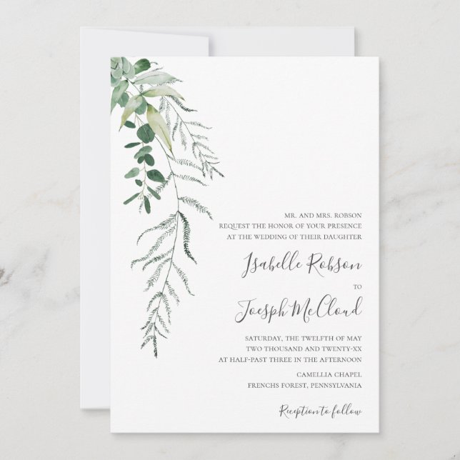 Invitation Succulent Vert foncé Vert Mariage traditionnel (Devant)