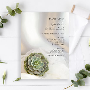Invitation Succulent vert sur Mariage blanc