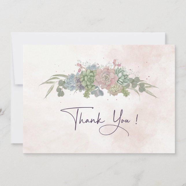 Invitation Succulent Wedding Thankyou Card (Devant)