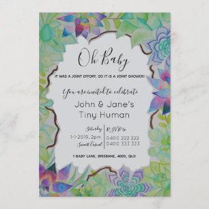 Invitation succulente de baby shower