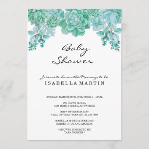 Invitation succulente de baby shower - neutre de