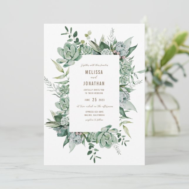 Invitation Succulente Mariage de jardin (Debout devant)