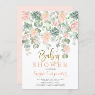 Invitation Succulentes, baby shower floral à l'anthurium