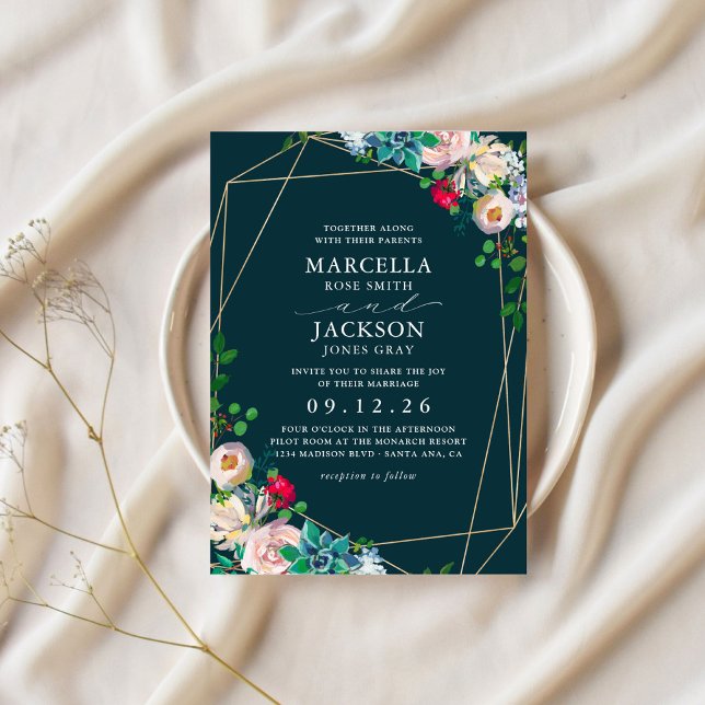 Invitation Succulentes & Or Chic Mariage (Créateur téléchargé)
