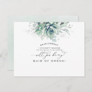 Invitation Succulentes verdure Silver Bridesmaid Proposition
