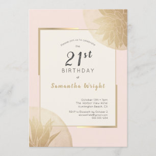 Invitation Succulents de Blush Gold 21st Birthday