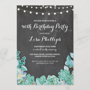 Invitation Succulents de craie de fête d'anniversaire les