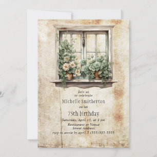 Invitation Succulents de jardin de fenêtre rustique 75e anniv