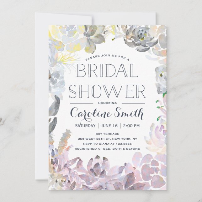 Invitation Succulents de l'eau| Fête de l'mariée (Devant)