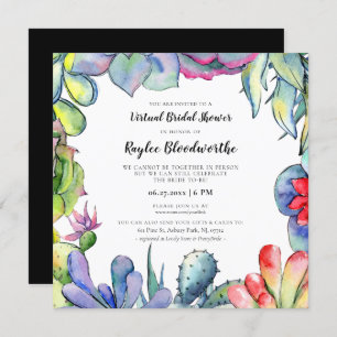 Invitation Succulents et cactus Douche nuptiale virtuelle