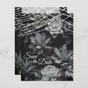 Invitation Succulents et lumières Enregistrer la date Mariage