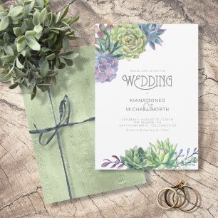 Invitation Succulents et Mariage étincelant vert ID515