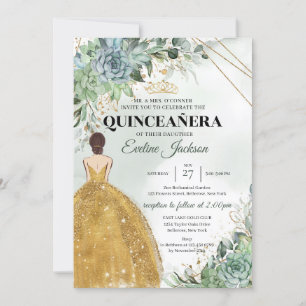 Invitation Succulents feuillage or Princesse Robe Quinceanera