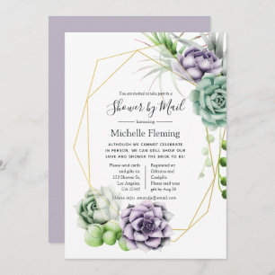 Invitation Succulents géométriques Bébé ou Fête des mariées p