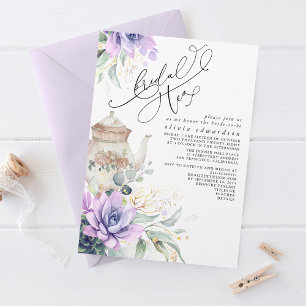 Invitation Succulents Gold Green Fête des mariées Tea Party I