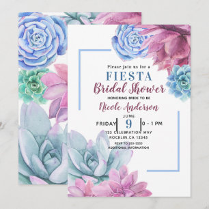 Invitation Succulents Moderne Chic Fête de Mariage Blanche Fi