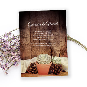 Invitation Succulents rustiques Grange mariage en bois Enregi