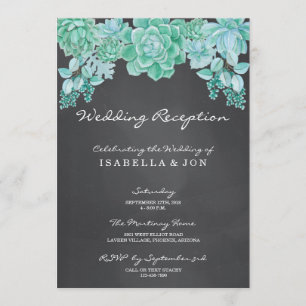 Invitation Succulents sur un tableau de mariage réception seu
