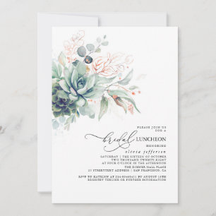 Invitation Succulents Verdure Élégante Feuille Nuptiale Déjeu