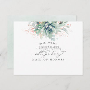 Invitation Succulents Verdure Feuille Bridesmaid Proposition