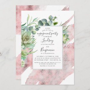 Invitation Succulents Verdure Rose Gold Engagement Party