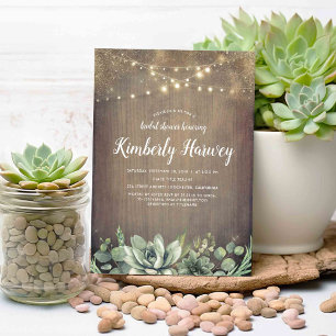 Invitation Succulents Verdure Rustique Fête des mariées de pa