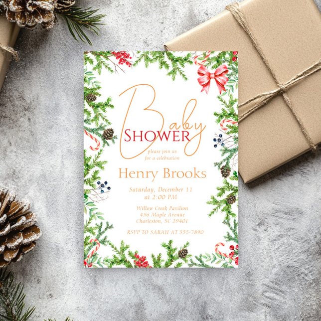 Invitation Succursales de Noël Baby shower Neutre hommes (Créateur téléchargé)