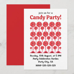 Invitation Sucette Bonbon Sucette Fête de Bonbons