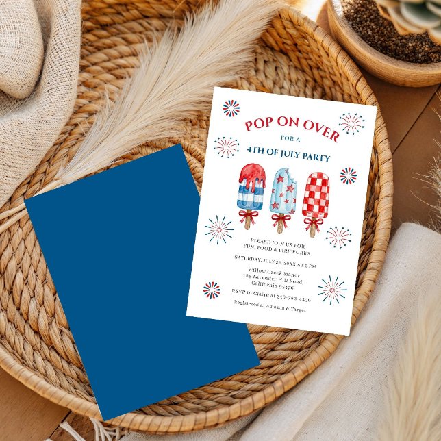 Invitation Sucette Rouge Blanc Bleu Été 4 Juillet  (Créateur téléchargé)