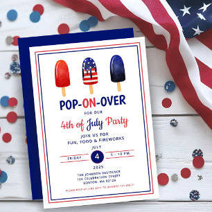 Invitation Sucette Rouge Blanc Et Bleu 4 Juillet