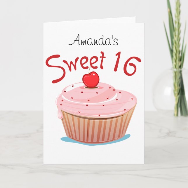 Invitation Sucré 16 16e anniversaire Cupcake (Devant)