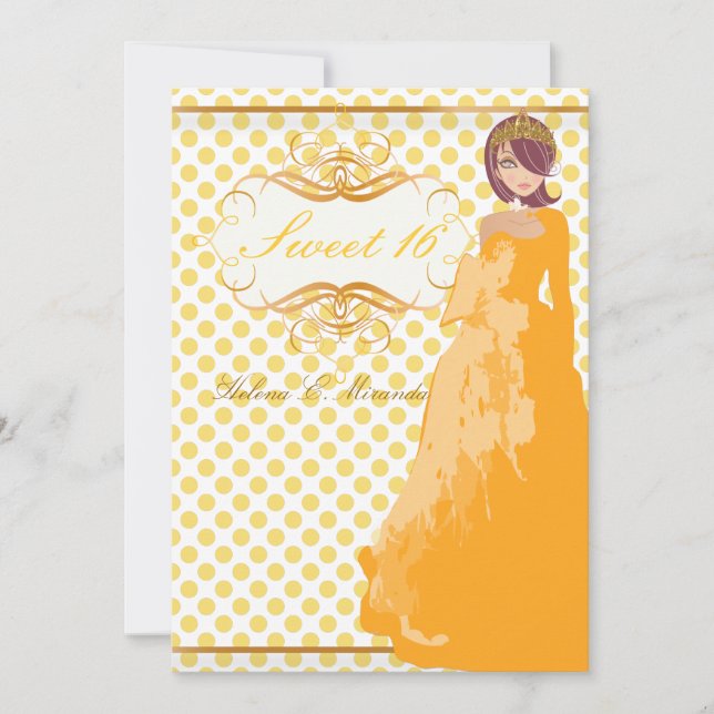 Invitation Sucré 16/ princesse/pois (Devant)