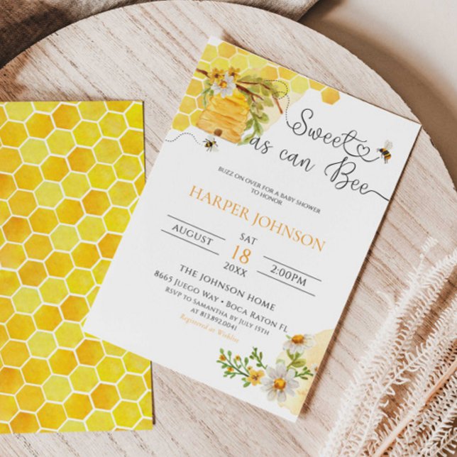 Invitation Sucré comme Can Bee Honeycomb Baby shower floral I (Créateur téléchargé)