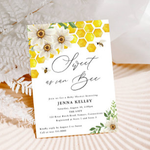 Invitation Sucré comme Can Bee, Miel Bee & Daisies Baby showe